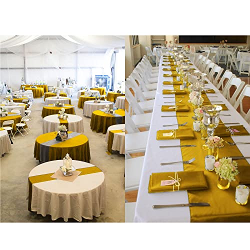 15-Pack Gold 12 x 108 inches Long Premium Satin Table Runner for Wedding, Decorations for Birthday Parties, Banquets, Graduations, Engagements, Table Runners fit Rectange and Round Table by REWOMC - Used condition - Image 7