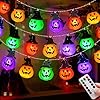 Halloween Battery Operated Pumpkin Decor Colorful Jack O Lantern String Lights for Indoor Window Garage Door Wreath and Birthday Party