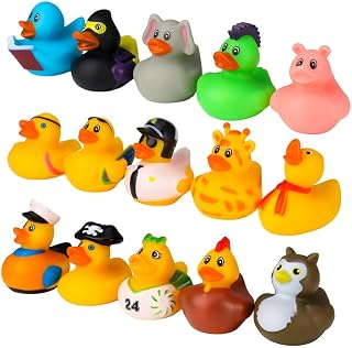 Heyu-Lotus 15 Pcs Rubber Bath Duck Toys Colorful Bath ducks Novelty Bath Ducks Mini Float Duck Duckies Cute Bath Baby Bath Toys for Baby Shower Birthday Party Supplies