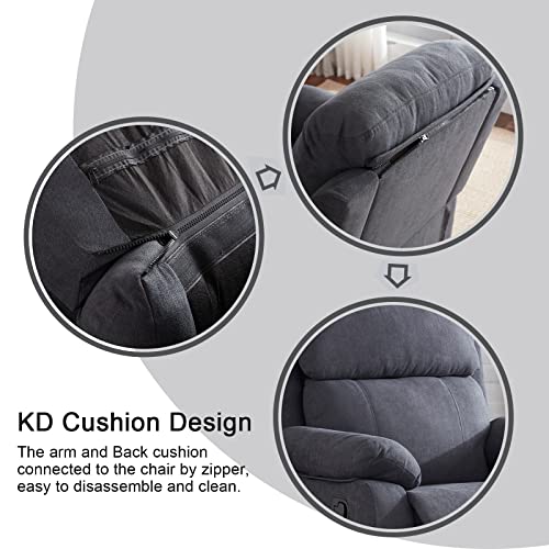 Dreamsir Recliner Chair Breathable Fabric Manual Single Sofa, Soft Living Room Chair Home Theater Lounge Seat, Removable Cushion, 34×34×38 Inch, Grey #TOP3