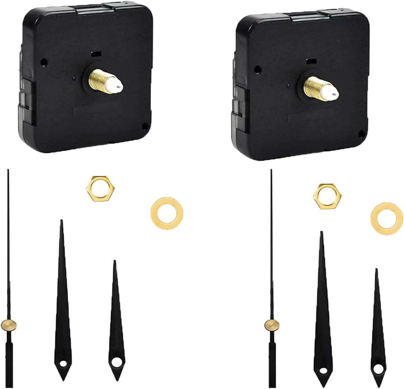 2 Pack Clock Mechanism Battery Powered, Long Shaft Clock Movement Mechanism, Short Shaft Replacement Clock Mechanisms , Silent Quartz Clock Movement, Clock Motor Movement with Clock Hands For Clock