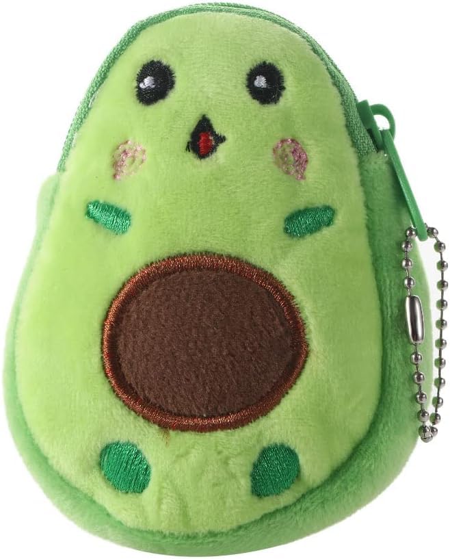 Green Plush Purses Fashion Children Small Coin Purse Cute Avocado Plush Purses Kids Key Case Bag Money Pouch for Women Boys Girls Mini Handbag Automobile Keychains AutomotiveTrim Women's Coin Purses