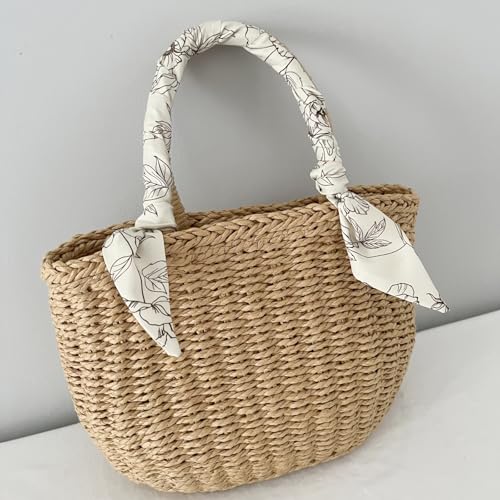 5PCS Floral Scarf for Bags Handbag Handle Ribbon Satin Neck Scarf Neckerchief Headbands Hair Scarf for Women Girls4