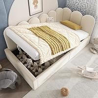 Mrwoo Sofá Cama Infantil Tapizada 90x190cm con Almacenaje