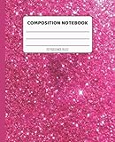 Pink Composition Notebook: Glitter Composition Notebooks | Aesthetic Preppy Notebook | Wide Ruled | 110 Pages 7.5 x 9.25 Inches (3)