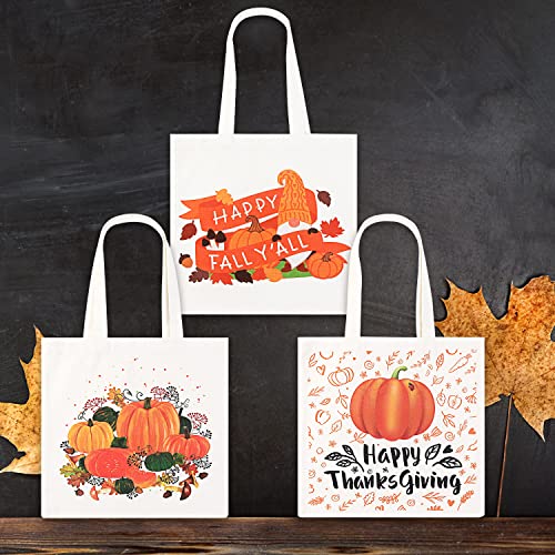 Quera-3-Pack-Fall-Canvas-Tote-Bags-Sunflower-Tote-Bag-Pumpkins-Canvas-Bag-Reusable-Cotton-Handbag-Grocery-Bags-for-Shopping-Market-Travel-Beach-Autumn-Theme-Harvest-Party-Favors-13-x-13