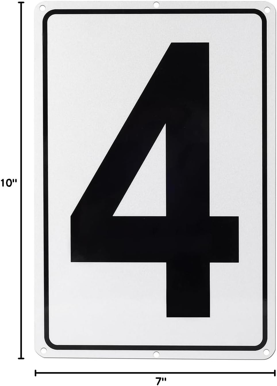 Kichwit Metal House Numbers Address Sign Reflective Aluminum Mailbox Number, 10 x 7 Inches, Number 4
