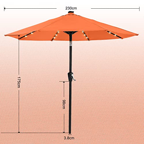 Image of ABCCANOPY Durable Solar Led Patio Umbrellas with 32LED Lights 7.5FT (Orange)
