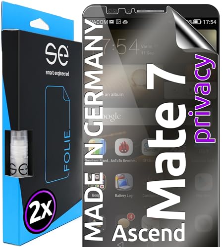 2x se® Protector 3D Privacy para Huawei Ascend Mate 7, Protección de Privacidad, Compatible con Huellas y FaceID, Instalación sin Burbujas, Resistente a Golpes y Arañazos, Fabricado en Alemania