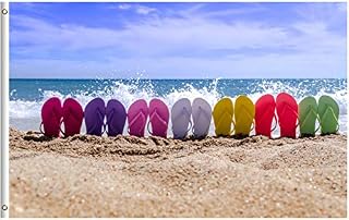 ShineSnow Summer Beach Colorful Flip Flops Sandals Shoes on Sandy Shore 3x5 Feet