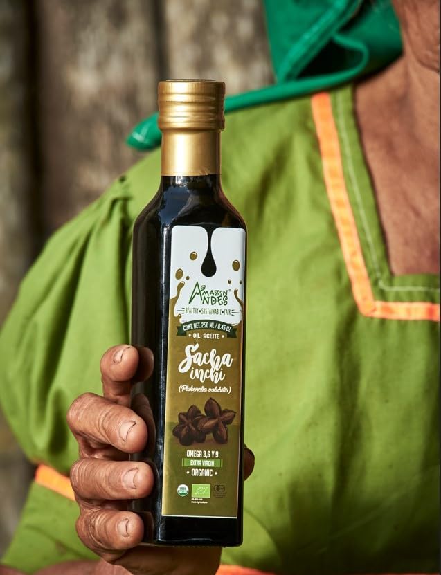 Miniatura 7 de Aceite de Sacha Inchi l 8.45 fl oz. (8.5 fl oz) Aceite orgánico de semillas incas virgen extra prensado en frío l Rico en Omega 3, 6 y 9 l de origen