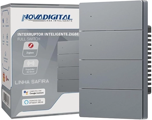 Interruptor Inteligente Zigbee Full Switch Sensação De Tecla Fisica Compativel com Alexa Google Home (4 Teclas)