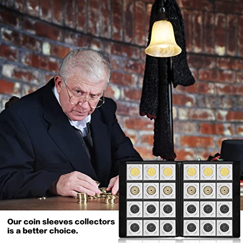 120 Pockets Coin Flip Holder Albums, 2x2 inches Coin Storage Books for Coin Cardboard Collection Holders, Collection Book Sleeves Supplies for Collectors- Blue Earth(Coin Flips not Included)