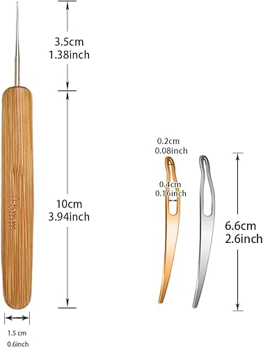 Miniatura 2 de 5 piezas de gancho de ganchillo para rastas, kit de herramientas de ganchillo para trenzas de cabello y rastas, agujas de tejer para manualidades