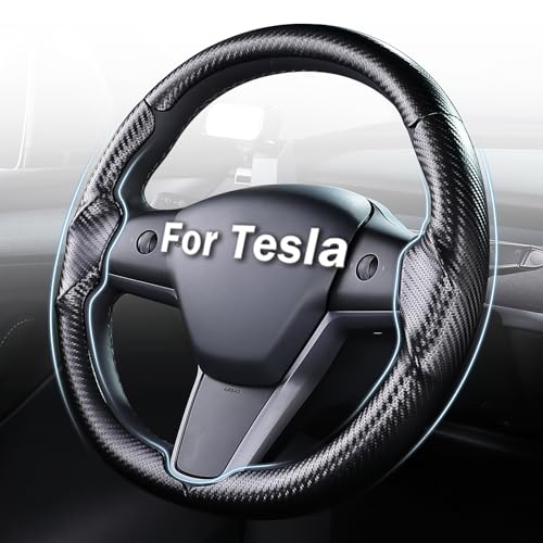 Steering Wheel Cover for Tesla Model 3 (2017-2023) / Model Y (2020-2024) Anti-Slip Comfortable Grip Breathable Customized for Tesla Model 3/Y Accessories Matte Black