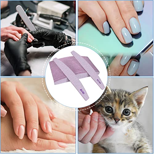 80/80 Grit Nail Files (25 Pack), Emery Boards For Acrylic Nails And Gel Nails, Coarse Nail File Double Sided 80 Grits Emory Professional Nail Filers Reusable Washable Manicure Curved Gray Bulk #TOP5