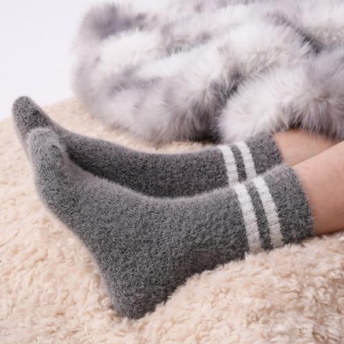 Image of SISOSOCK 5 Pairs Fuzzy Soft Cozy Comfortable Socks for Women, Casual Sleep Comfy Socks, Perfect Warm Winter Gifts for Women