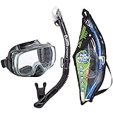 TUSA Sport Adult Imprex 3D Purge Mask and Dry Snorkel Combo, Black/Black, UC-3325P-BKBK