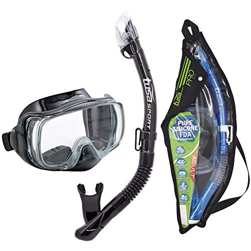 TUSA Sport 大人用 インプレックス 3D パージマスクとドライシュノーケルコンボ ブラック/ブラック UC-3325P-BKBK