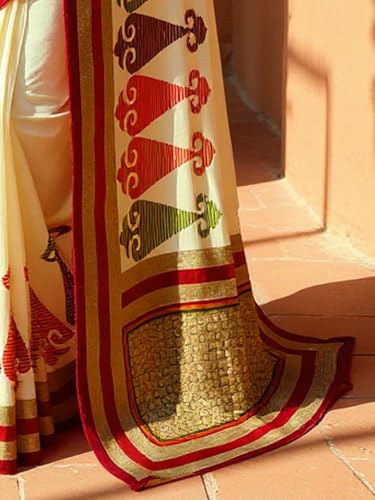 Image of AKHILAM Women's Kanjivaram Pure Soft Silk Saree With Unstitched Blouse Piece