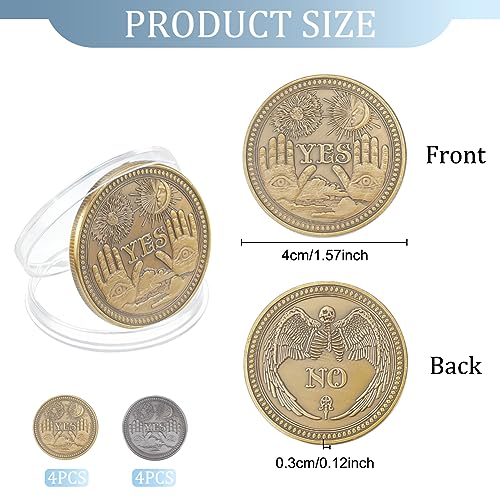 WEBEEDY 8PCS Yes No Challenge Coin Decision Maker Coin Lucky Medallion Souvenir Divination Flip Coin, 2 Color - Image 2