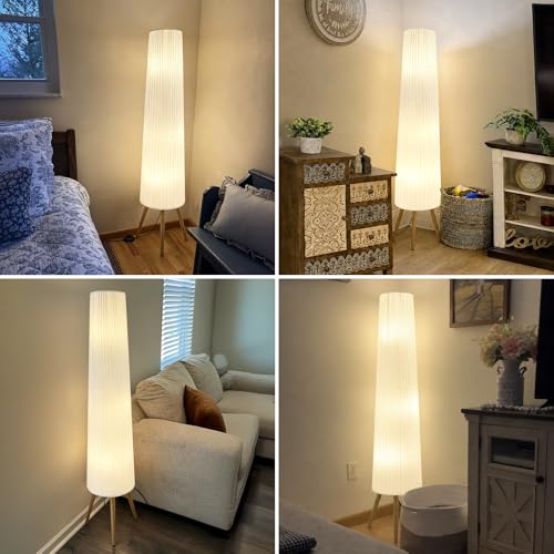 GyroVu 60 Inch White Wood Floor Lamp, Color Temperature Adjustable by GyroVu - Used condition - Image 5