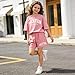 Klyatpxoen Size 12 13 Years Teen Girl's Tracksuit Sets 2 Piece Outfits Pink Vacation Tee Top and Drawstring Waist Shorts(12-13Y)