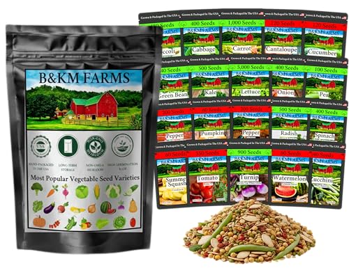 B&KM Farms Vegetable & Herb Seed Vault (20 Pack)
