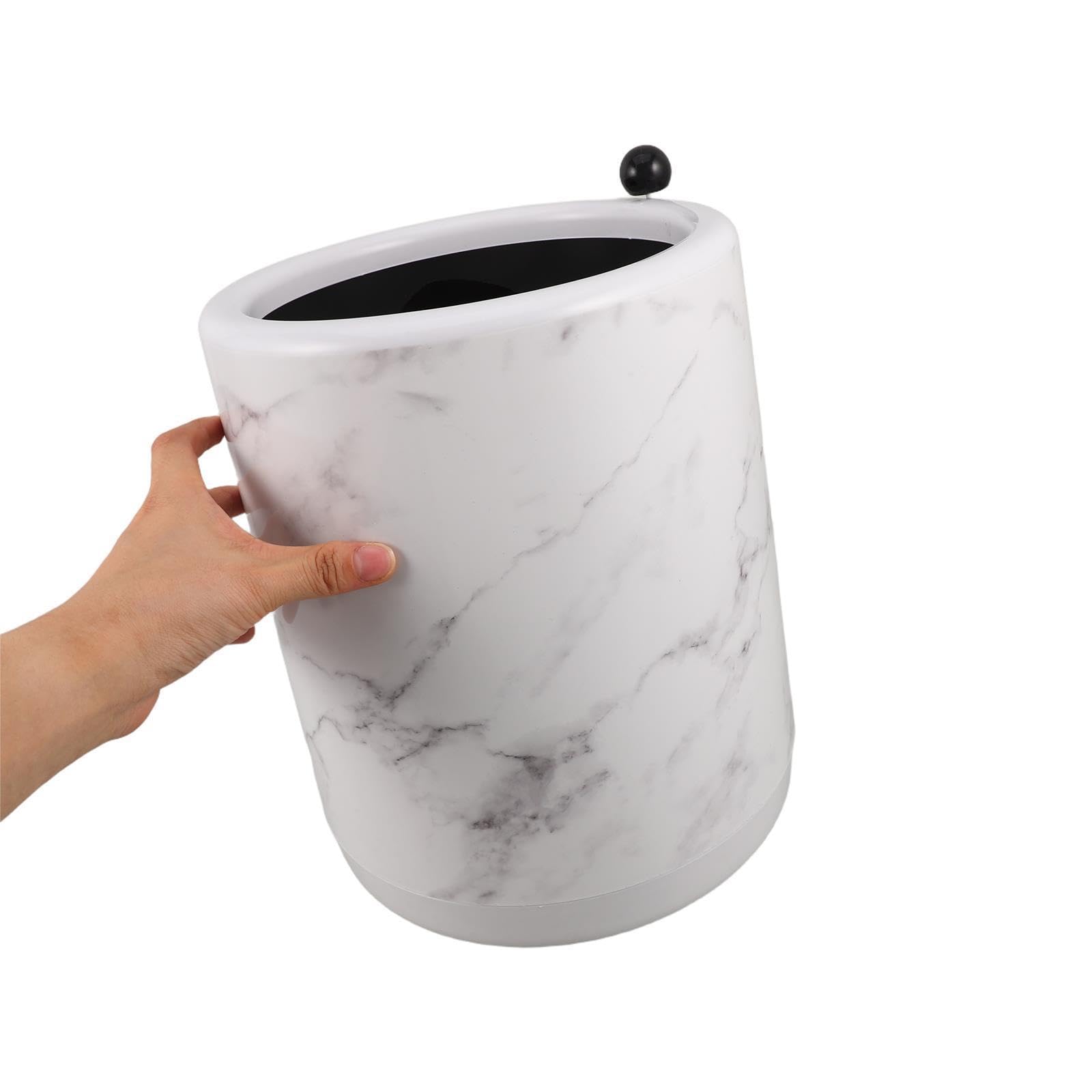 TOYANDONA Papelera de Oficina Abierta de Plástico Blanco Diseño Mármol