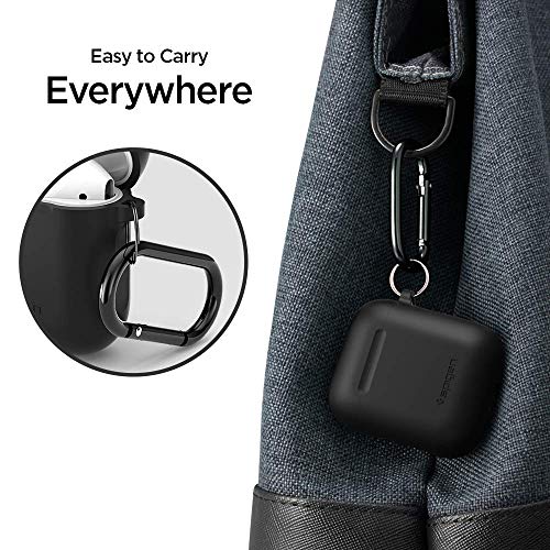 Spigen Silicone Fit Designed For Apple Airpods Case Cover For Airpods 1 & 2 [Front Led Not Visible] - Black #TOP2