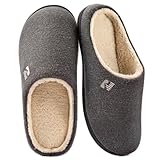 RockDove Zapatilla de Clog con Forro de Sherpa y Espuma Viscoelástica para Hombre, 43.5 EU, Gris Y Natural