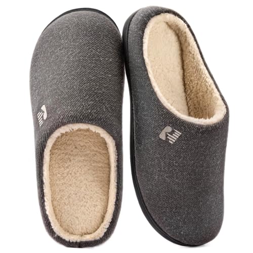 RockDove Zapatilla de Clog con Forro de Sherpa y Espuma Viscoelástica para Hombre, 42/43 EU, Gris Y Natural