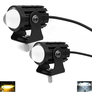 Mini Driving Fog Light Lamp Projector lens Spotlight Led Motorcycle Headlight Two Colors Motorbike Lighting System (12V, 30W) for Bike, car, tuck, van, tractor Pack of 2 White, Yellow