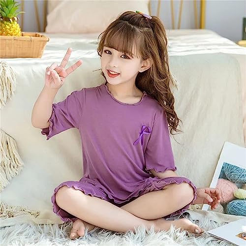 Baby Sl𝐞eper Kids Girls' 2-Piece 𝐏ajama Set Cotton Solid Wooden Ear Edge Long Sleeve 𝐏js Sl𝐞epwear Loung𝐞wear3