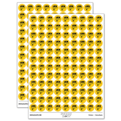 Toy Water Gun Pistol 200+ Round Stickers - Matte Finish - 0.50" Size - Yellow