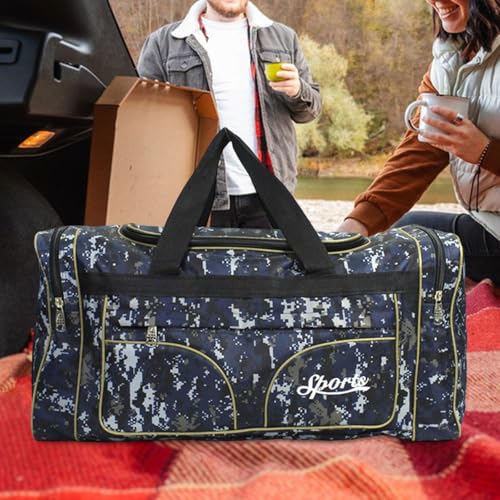 Travel Duffel Tote Bag for Weekend Getaways and Gym Activities, Blue Pattern3