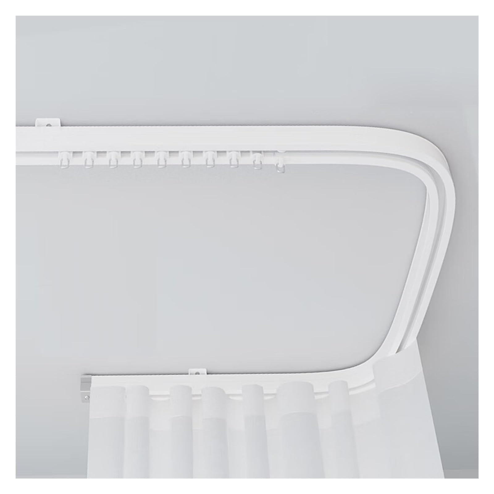 Rail De Rideau De Plafond - Pliable - Rail Rideaux Coulissant Pour Balcon Baie Vitrée Salon Baignoire Camping Car, Système De Rail De Rideaux De Camping-Car Séparateur De Pièce Diy(White-Ceiling,200cm