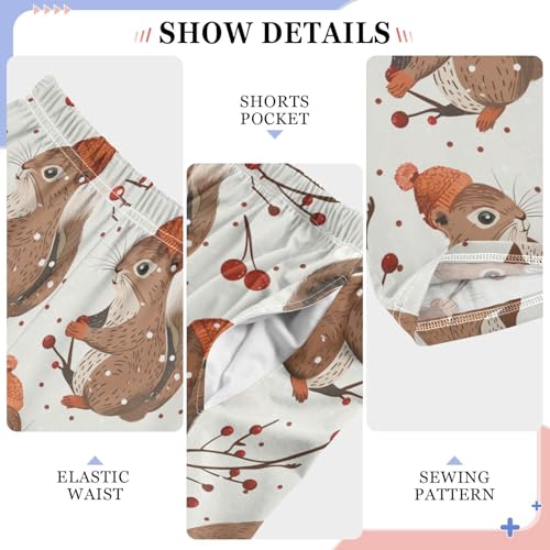 ZZXXB Lovely Squirrel with Hat Boys Long Pants Soft Trousers Elastic Waist Kids Lounge Bottoms with Pockets S-XL4