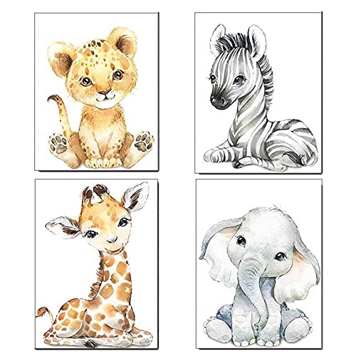Baby Watercolor Animals Wall Art Prints Set of...