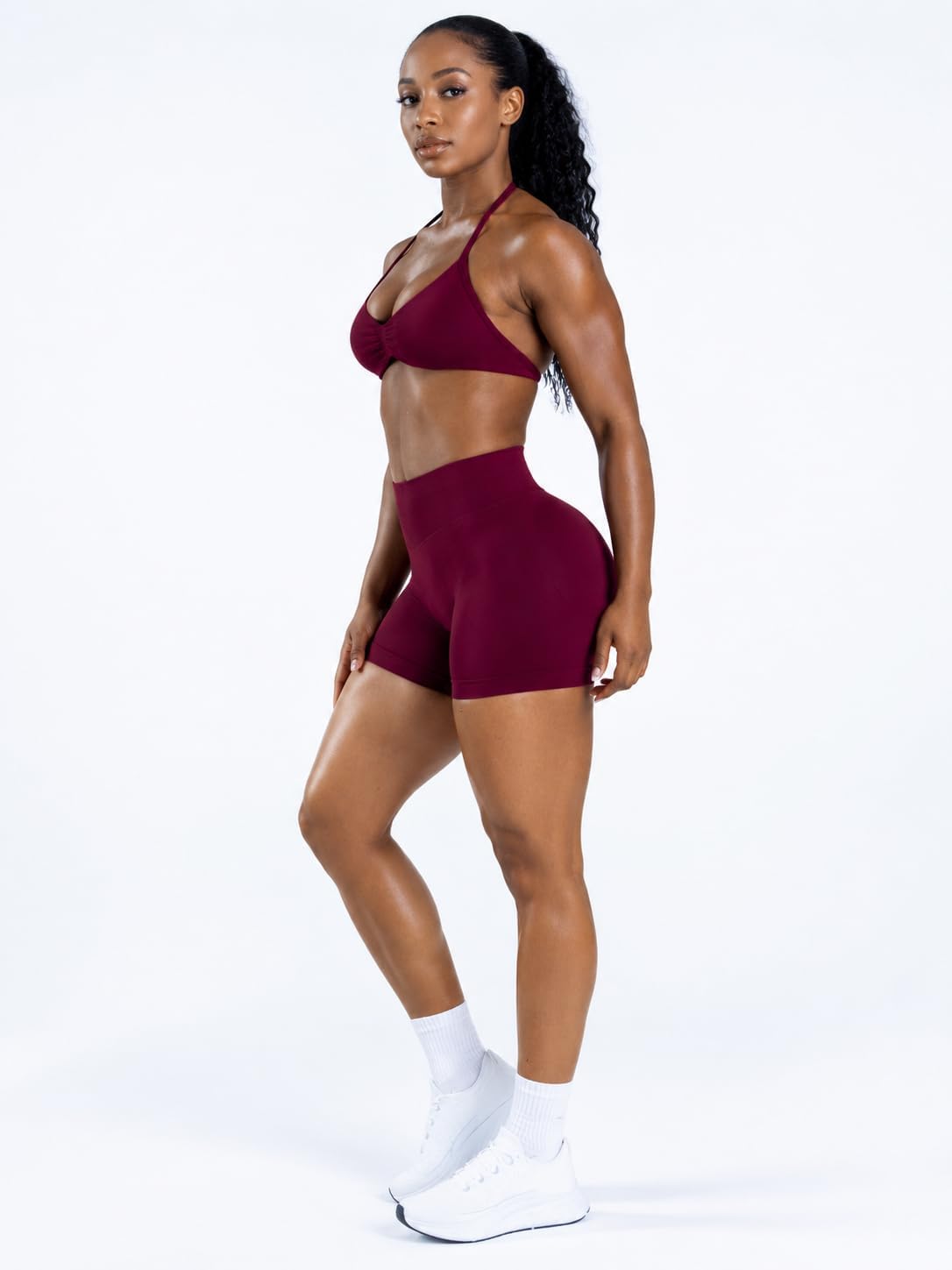 MOYOOGA 2 Piece Workout Sets for Women Seamless Shorts and Strappy Sports Bra Athletic Gym Yoga Matching Outfits image 4