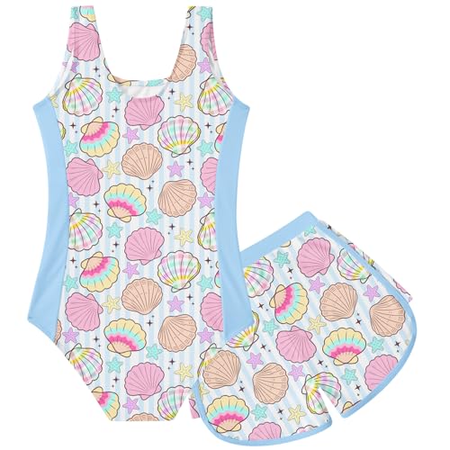 Image of TUONROAD Toddler Girls One Piece Swimsuit 2Pcs Bathing Suit Kids Swimwear with Short for 3-9