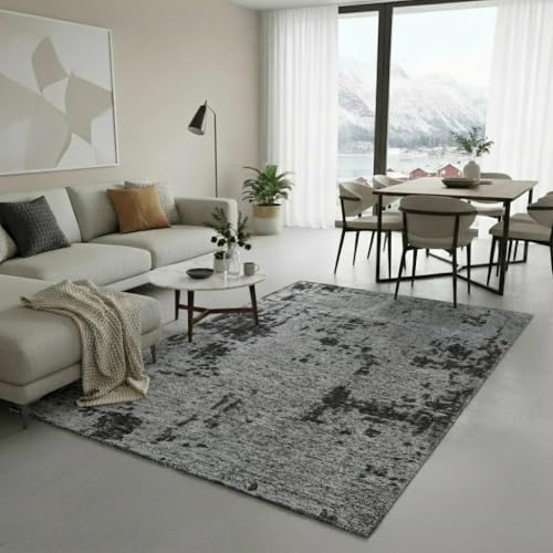 Jimri Kurzflor Wendeteppich - Flach gewebter Teppich für Schlafzimmer & Wohnzimmer, Eingang, Flur - Maschinengefertigt, weicher Polyester- & Baumwoll-Läufer - Abstrakt-Turkis, Grösse : 75x150 cm