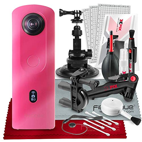 RICOH Câmera VR esférica para câmera Theta SC2 rosa 360° com vídeo 4K (910801) + conjunto de férias,