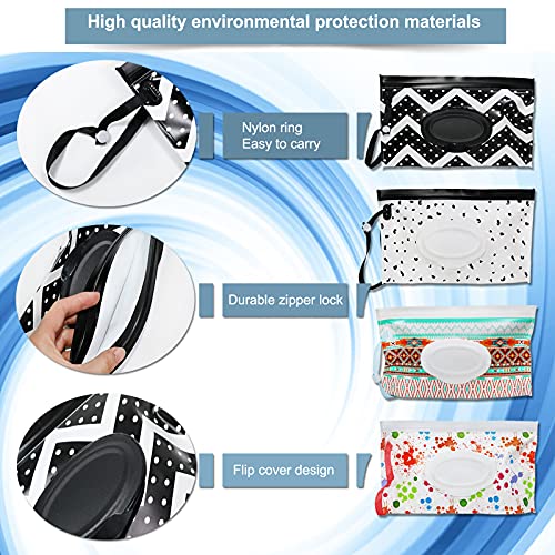4 Pack Baby Refillable Wet Wipe Dispenser, Reusable Wipe Holder Wipes Pouch Container, Portable Travel Wipes Holders & Case, Eco Friendly And Lightweight Wipes Pouch #TOP4