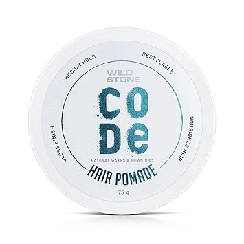 Wild Stone CODE Hair Pomade for Men, 75 gm| Long Lasting Flexible Hold| Glossy Finish with Volume