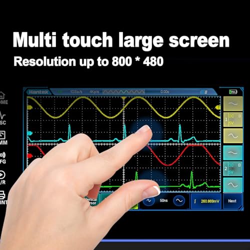 Image of Hantek TO1112D Touch Screen Tablet Oscilloscope, 2 Channel Handheld Digital Oscilloscope with Signal Generator and Multimeter, 110MHz