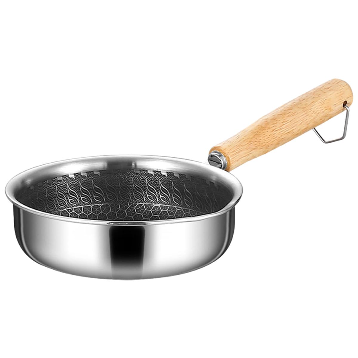 Amosfun Edelstahl Bratpfanne 1stück Silber mit Antihaftbeschichtung