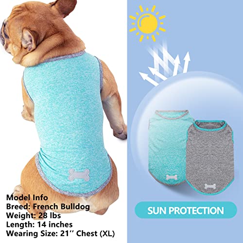 Kyeese 2 Pack Dog Shirts Quick Dry Soft Stretchy Dog T-Shirts With Reflective Label Tank Top Sleeveless Vest Sun Protection Dog Clothes For Small Medium Dogs, Medium, Grey+Blue #TOP3