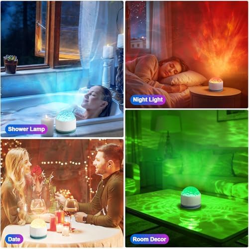 Ocean Wave Projector Light, Rechargeable 16 Color Ocean Lamp Ambient Lighting Night Light Projector Mood Lighting with Dimmable & Remote for Kids Bedroom Teen Girl Gift Room Decor — view 6