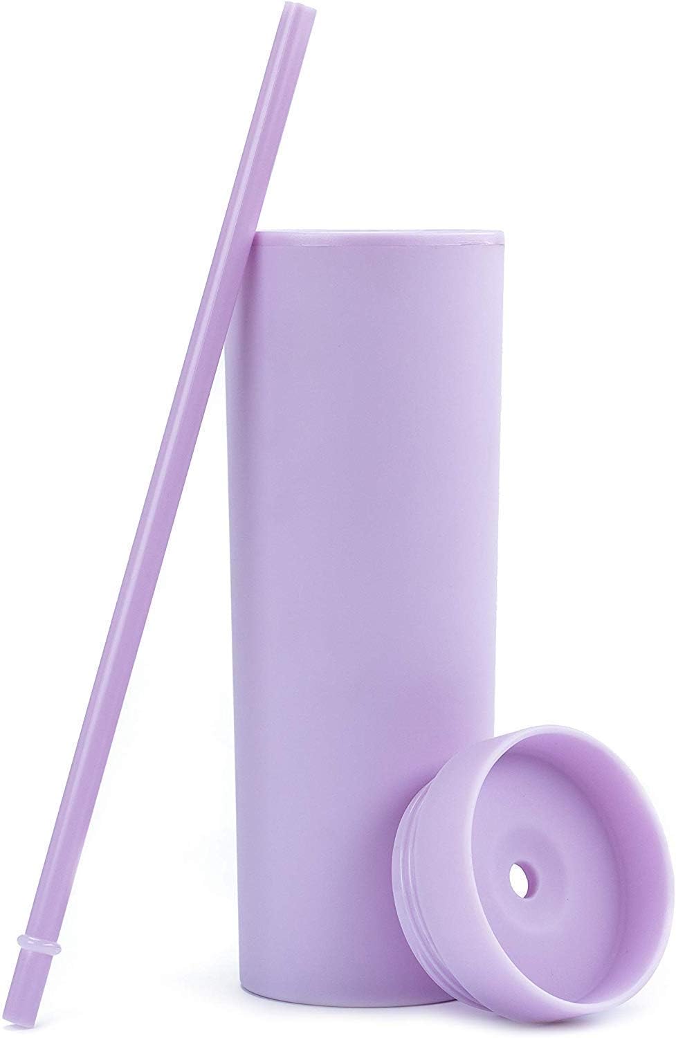 Flash Deals - 60% OFF SKINNY TUMBLERS (4 pack) Matte Pastel Colored Acrylic Tumblers with Lids and Straws |16oz Double Wall Plastic Tumblers With Straw Cleaner INCLUDED! Reusable Cup With Straw | Vinyl DIY Gifts